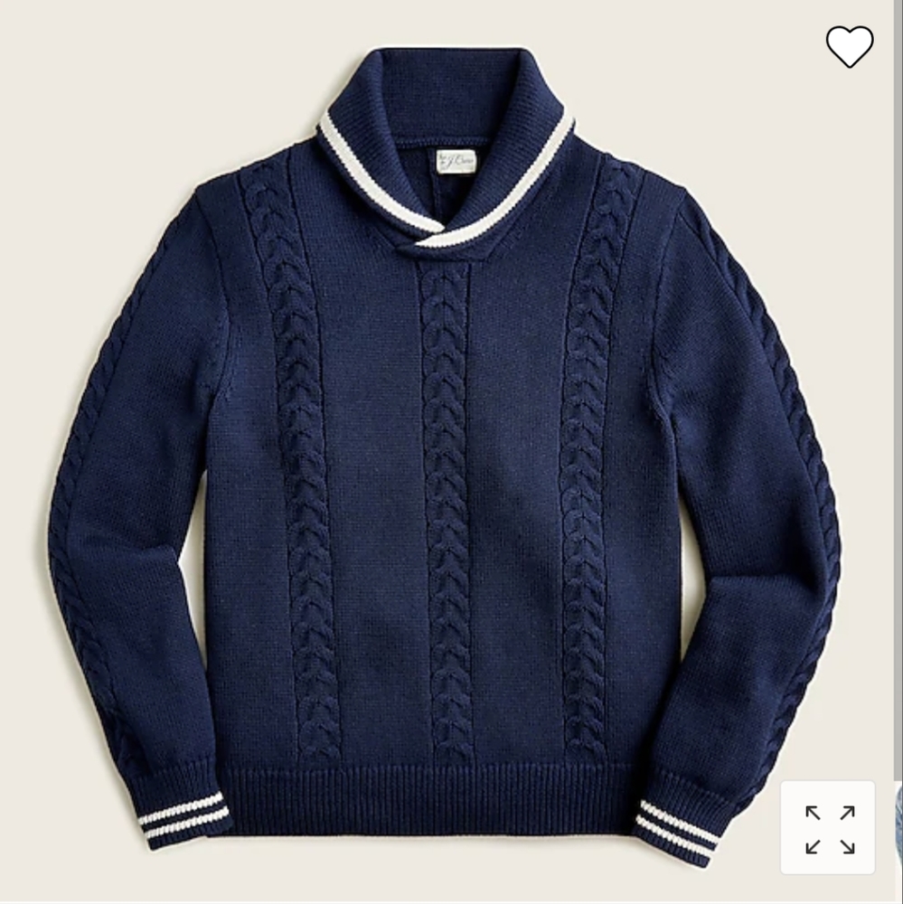 J. Crew Cotton Cable-knit Tipped Shawl-Collar Sweater